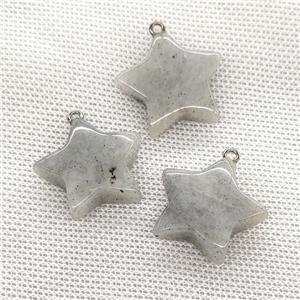 Natural Gray Labradorite Star Pendant, approx 24mm