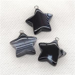 Black Band Agate Star Pendant Stripe, approx 24mm