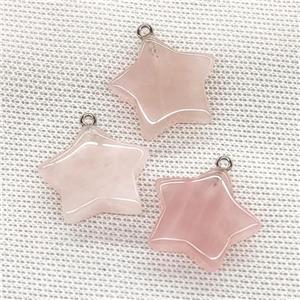 Natural Pink Rose Quartz Star Pendant, approx 24mm