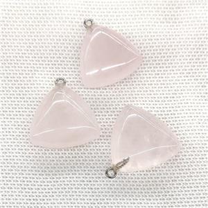 Natural Pink Rose Quartz Triangle Pendant, approx 25mm