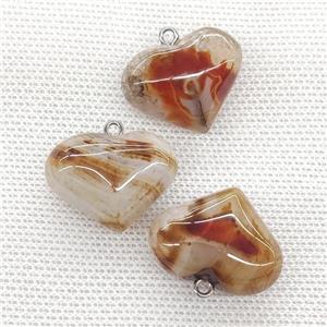 Natural Agate Heart Pendant Red, approx 20-25mm