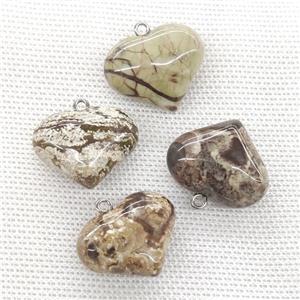 Natural Ocean Jasper Heart Pendant Multicolor, approx 20-25mm