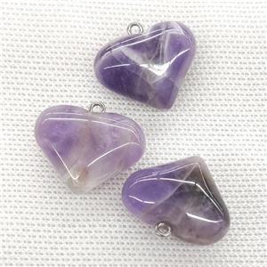 Natural Purple Amethyst Heart Pendant, approx 20-25mm