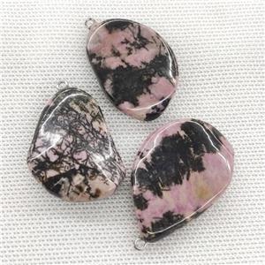 Chinese Rhodonite Teardrop Pendant Twist Pink, approx 25-40mm