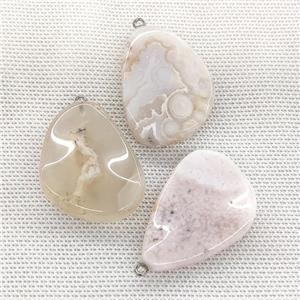 Cherry Agate Sakura Teardrop Pendant Twist, approx 25-40mm