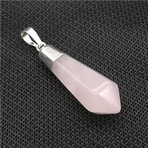 Natural Pink Rose Quartz Pendulum Pendant Silver Plated, approx 13-35mm