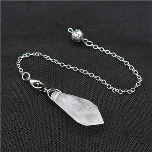 Natural Clear Quartz Pendulum Pendant With Copper Chain Platinum Plated, approx 13-35mm, 16cm length