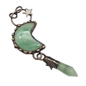 Green Aventurine Moon Pendant Sun Antique Red, approx 30-35mm, 10-30mm