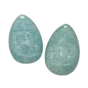 Natural Green Amazonite Teardrop Pendant Flat Backing, approx 18-30mm