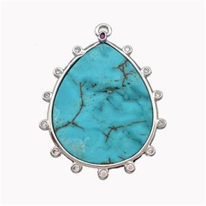 Natural Howlite Turuqoise Teardrop Pendant Teal Dye, approx 20-25mm