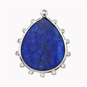 Natural Blue Lapis Lazuli Teardrop Pendant Flat, approx 20-25mm