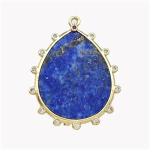 Natural Lapis Lazuli Teardrop Pendant Blue Flat, approx 20-25mm