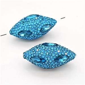 Clay Rice Beads Pave Blue Rhinestone Crystal Glass, approx 16-35mm