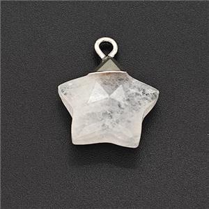 Natural Clear Quartz Star Pendant, approx 14mm