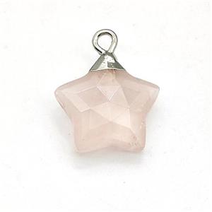 Natural Pink Rose Quartz Star Pendant, approx 14mm