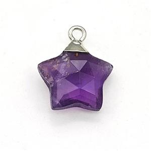 Natural Purple Amethyst Star Pendant, approx 14mm