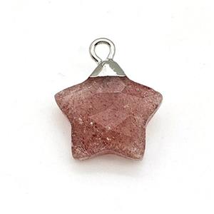 Natural Pink Strawberry Quartz Star Pendant, approx 14mm