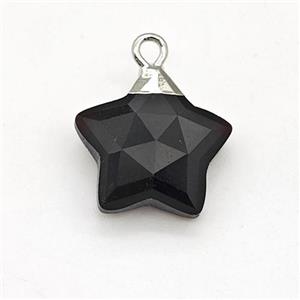 Natural Black Onyx Agate Star Pendant, approx 14mm