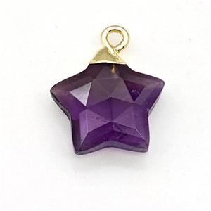 Natural Amethyst Star Pendant Purple, approx 14mm