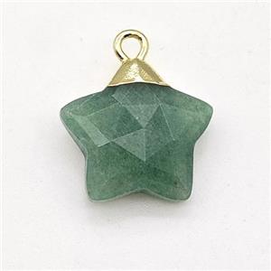 Natural Green Strawberry Quartz Star Pendant, approx 14mm