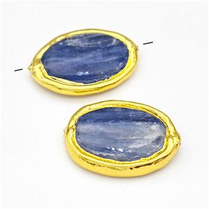 Natural Blue Kyanite Oval Beads Gold Plated, approx 20-30mm