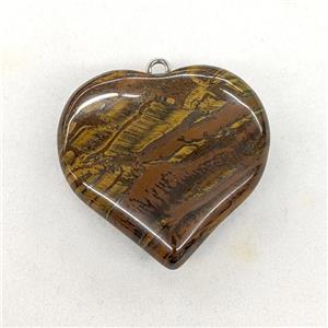 Natural Iron Tiger Eye Stone Heart Pendant, approx 40mm