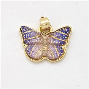 Purple Resin Butterfly Pendant Gold Plated, approx 11-16mm