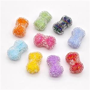 Resin Bowknot Beads Mixed Color, approx 12-20mm