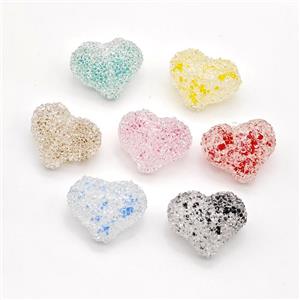 Resin Heart Beads Mixed Color, approx 25mm