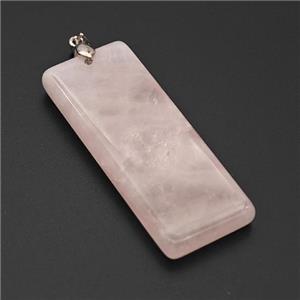 Natural Pink Rose Quartz Rectangle Pendant, approx 20-50mm