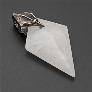 Natural Clear Quartz Arrowhead Pendant Alloy Antique Silver, approx 20-40mm