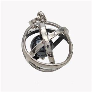 Alloy Sphere Pendant With Black Hematite Platinum Plated, approx 18mm