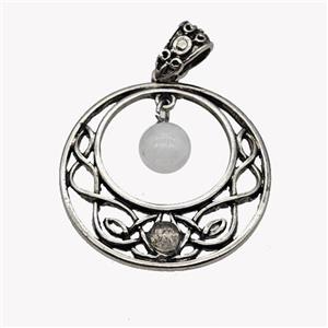 Alloy GoGo Pendant Pave Gemstone Antique Silver, approx 8mm, 30mm