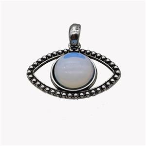 Alloy Eye Pendant Pave Opalite Antique Silver, approx 16mm, 22-35mm