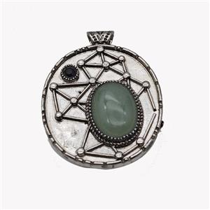 Alloy StarMap Pendant Pave Green Aventurine Antique Silver, approx 13-18mm, 35-40mm