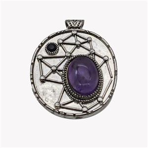 Alloy StarMap Pendant Pave Purple Amethyst Antique Silver, approx 13-18mm, 35-40mm