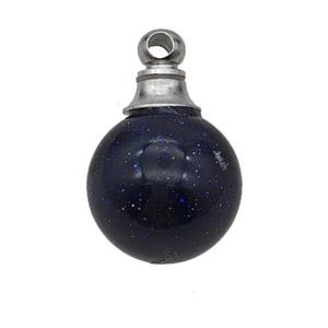 Natural Blue Sandstone Perfume Bottle Pendant Sphere, approx 16mm