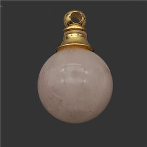 Natural Pink Rose Quartz Perfume Bottle Pendant Sphere, approx 16mm