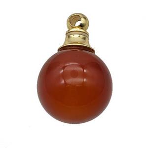 Natural Red Agate Perfume Bottle Pendant Sphere, approx 16mm