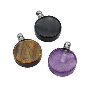 Natural Gemstone Perfume Bottle Pendant Mixed, approx 20mm