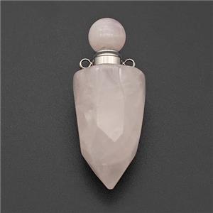 Natural Pink Rose Quartz Perfume Bottle Pendant Bullet, approx 16-40mm