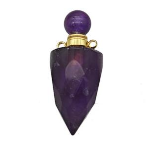 Natural Purple Amethyst Perfume Bottle Pendant Bullet, approx 16-40mm