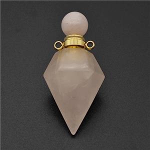 Natural Rose Quartz Perfume Bottle Pendant, approx 18-40mm