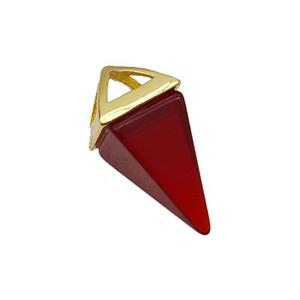 Natural Red Agate Pendulum Dye Copper Gold Plated, approx 9-18mm