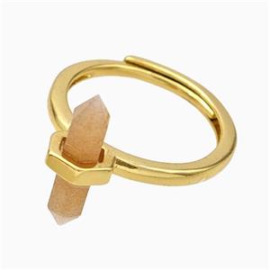 Gemstone Rings With Sunstone Prism Adjustable Gold Plated, approx 4-17mm, 18mm dia