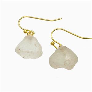 Crystal Quartz Nugget Copper Hook Earrings Gold Plated, approx 10-14mm