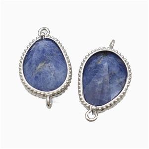 Natural Blue Sodalite Teardrop Connector Platinum Plated, approx 14.5-20mm