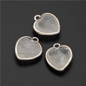 Natural Clear Quartz Heart Pendant Faceted Platinum Plated, approx 10mm