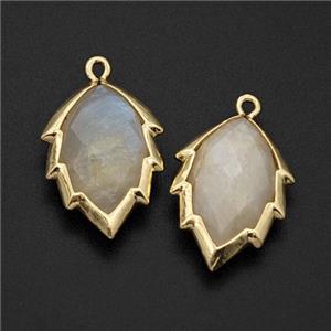 Natural White Moonstone Leaf Pendant Gold Plated, approx 14-20mm