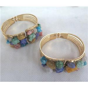 quartz druzy bracelet, gold plated, approx 60mm dia